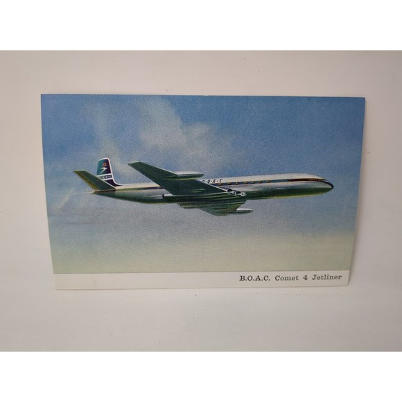 Vintage BOAC British Overseas Airways Corporation Postcard‎ Comet 4 Jetliner - Picture 1 of 5